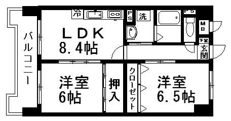 2LDK 8号室間取
